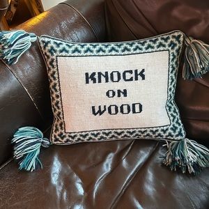 Tory Burch embroidered needlepoint pillow